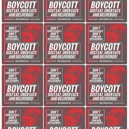 Boycott Just Eat, Uber Eats and Deliveroo Stickers: 48 for £15