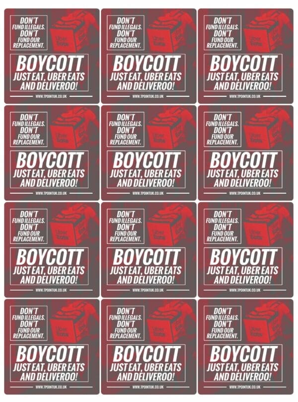 Boycott Just Eat, Uber Eats and Deliveroo Stickers: 48 for £15