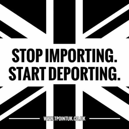 'Stop Importing. Start Deporting.' black and white stickers: 48 for £15